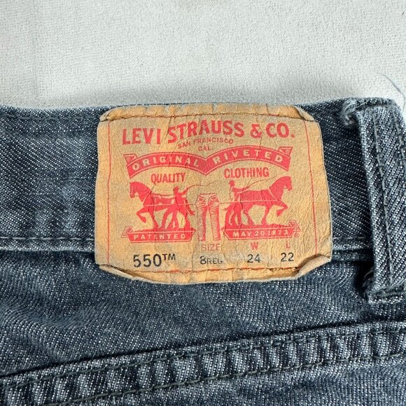 Levis 550 Relaxed Fit Jeans 8 Reg W24 L22 Dark Wash Denim Kids Casual Wear - Picture 3 of 7